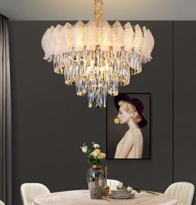 Post modern crystal lamp Simple and atmospheric LED living room lamp Long dining room lamp Petal bedroom room pendant lamp Wholesale