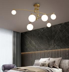 All copper Nordic chandeliers, living room chandeliers, modern and simple atmosphere, restaurant lights
