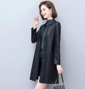 New fashionable and minimalist long leather jacket